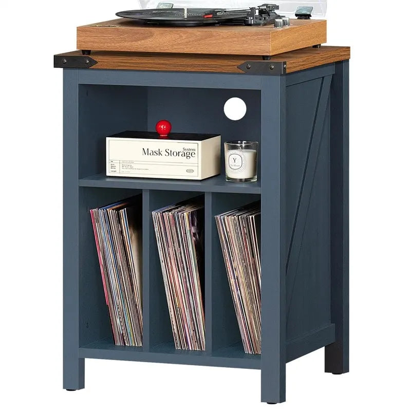 Meuble pour Platine Vinyle avec Rangement de Disques Vinyles – 15,74 P x 19,68 L x 29,01 H