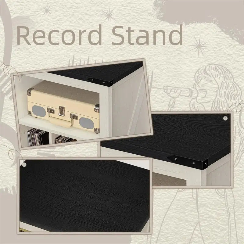Meuble pour Platine Vinyle avec Rangement de Disques Vinyles – 15,74 P x 19,68 L x 29,01 H