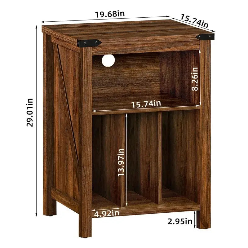 Meuble pour Platine Vinyle avec Rangement de Disques Vinyles – 15,74 P x 19,68 L x 29,01 H