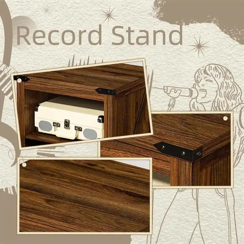 Meuble pour Platine Vinyle avec Rangement de Disques Vinyles – 15,74 P x 19,68 L x 29,01 H