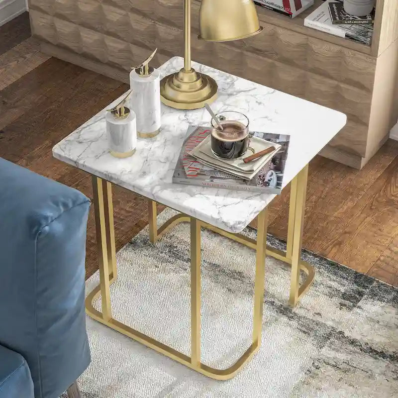 Table d'appoint style moderne 24 pouces aspect marbre