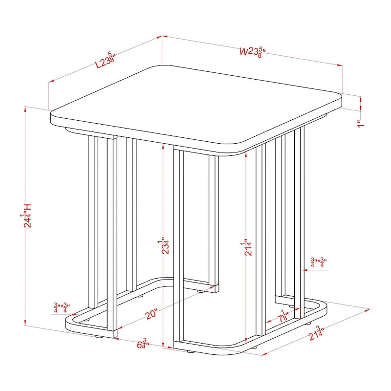 Table d'appoint style moderne 24 pouces aspect marbre