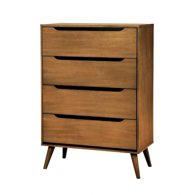 Ensemble de mobilier de chambre à coucher trois pièces, style médiéval, en chêne moderne avec plateforme