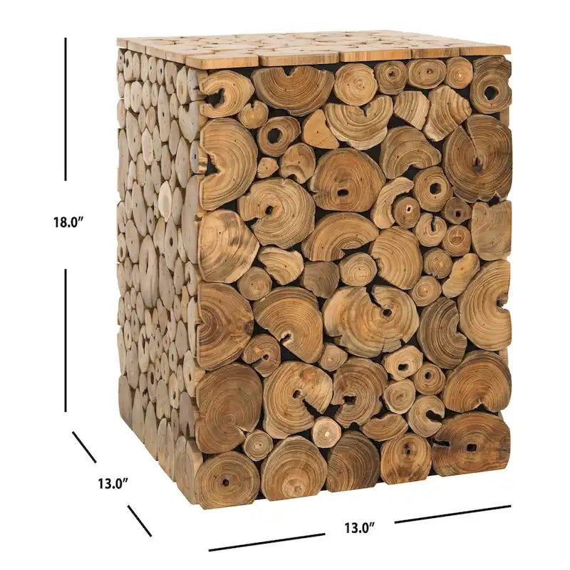 Tabouret noir - Naturel - 13 x 13 x 18 - 13Lx13Px18H