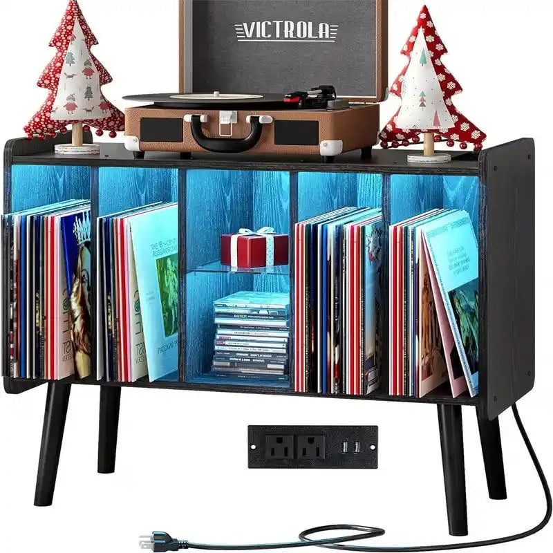 Meuble de tourne-disque LED – 14,2 P x 32,5 L x 27,2 H