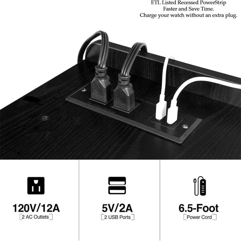 Meuble de tourne-disque LED – 14,2 P x 32,5 L x 27,2 H
