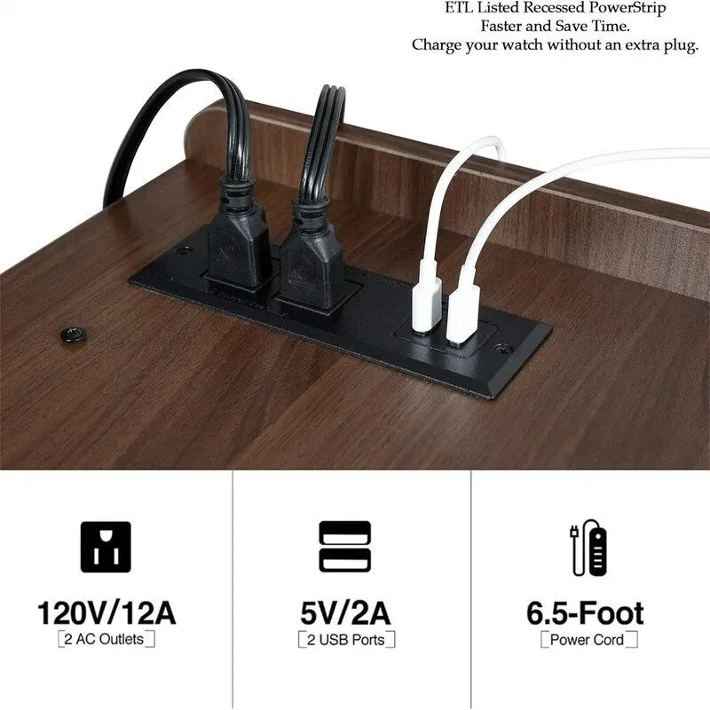 Meuble de tourne-disque LED – 14,2 P x 32,5 L x 27,2 H