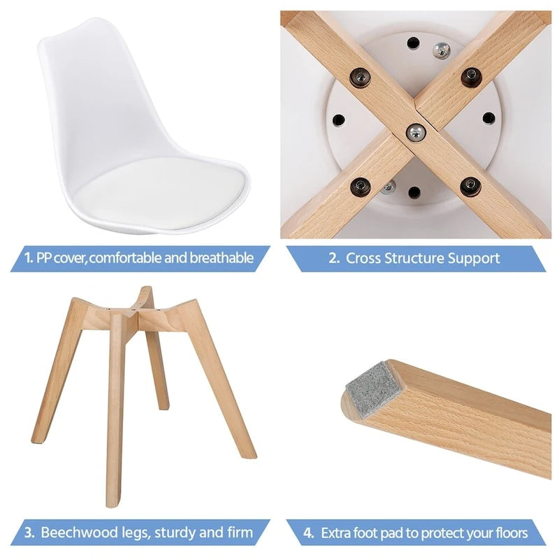 Chaises de salle à manger modernes rembourrées (lot de 4)