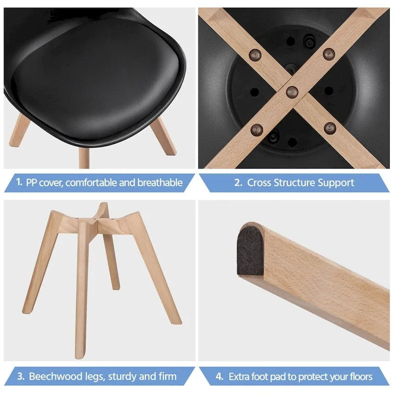 Chaises de salle à manger modernes rembourrées (lot de 4)