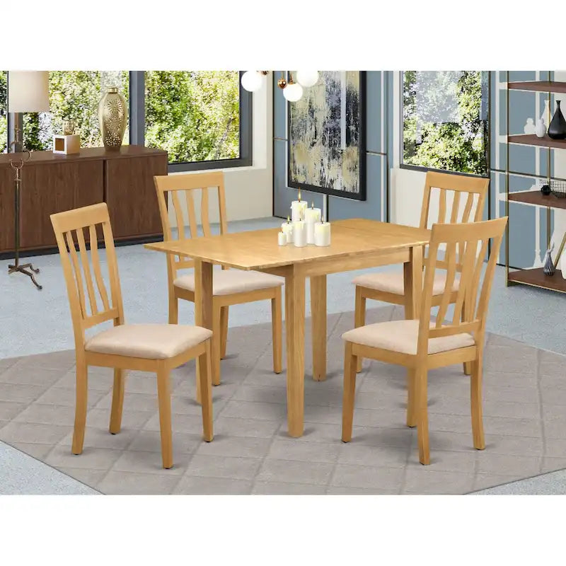 Table à manger rectangulaire et chaises de salle à manger en similicuir, couleur chêne