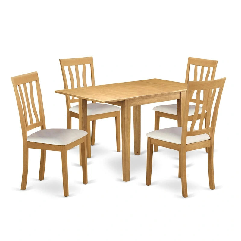 Table à manger rectangulaire et chaises de salle à manger en similicuir, couleur chêne