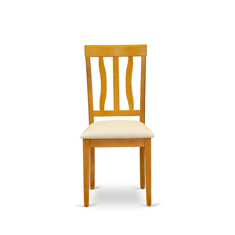 Table à manger rectangulaire et chaises de salle à manger en similicuir, couleur chêne