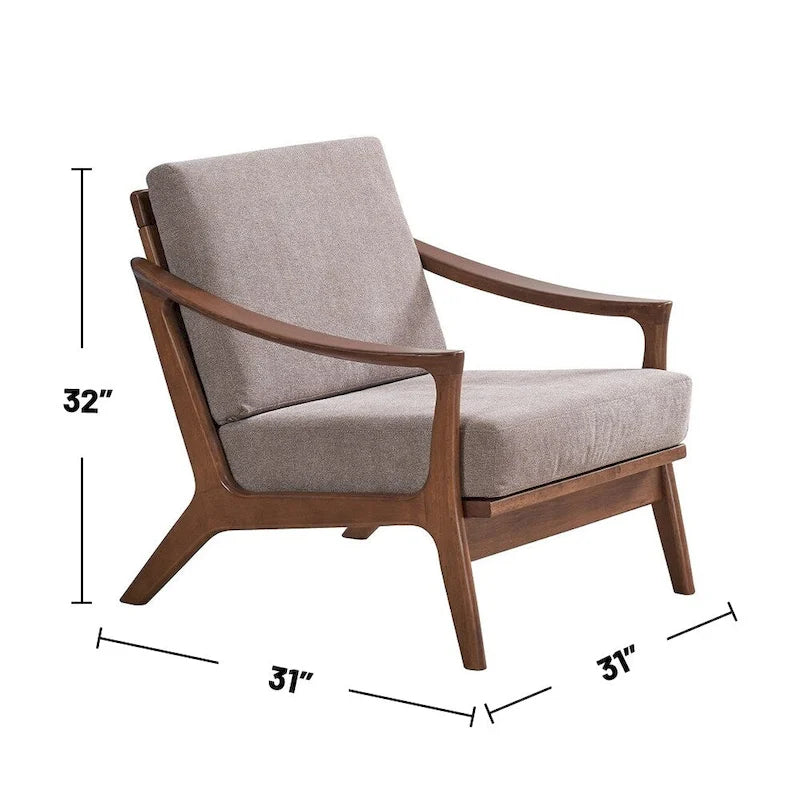 Fauteuil d'appoint en bois avec coussin amovible marron clair et marron